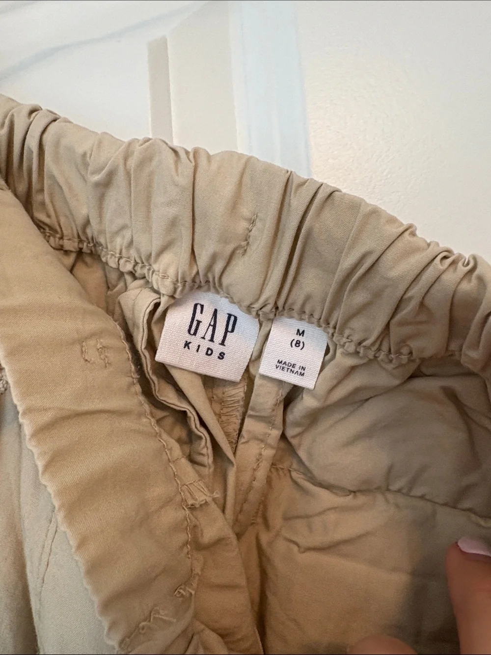 GAP Kids Tan Cargo Jogger Pants, denim coat, and white cotton top bundle